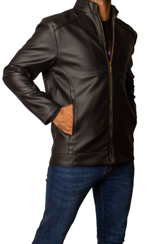 Men's Faux Leather Jacket Jk-0287 Black