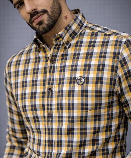 Men's Casual Shirt - Shc-1701 Yellow Chk