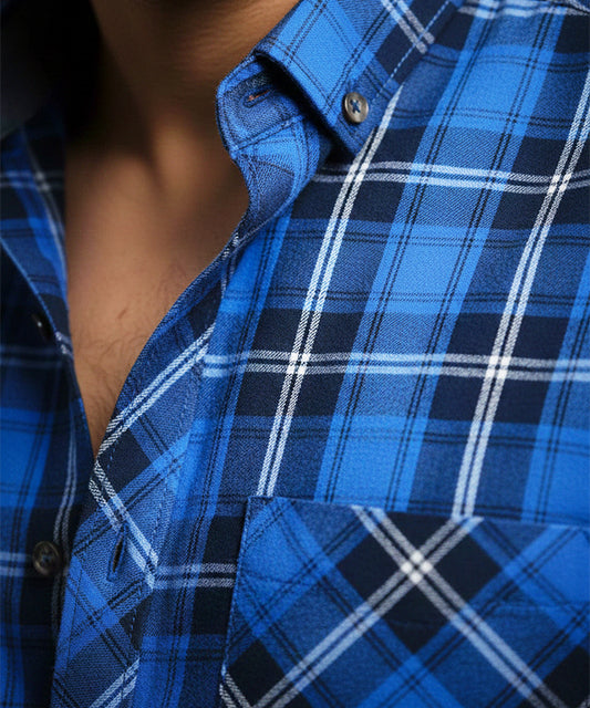 Men's Casual Shirt - Shc-1114 Blue Chk