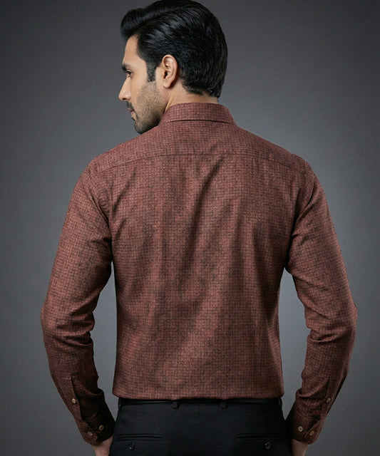 Men's Casual Shirt - Texture Maroon Shc-1971 Strech Fabric (ORG)