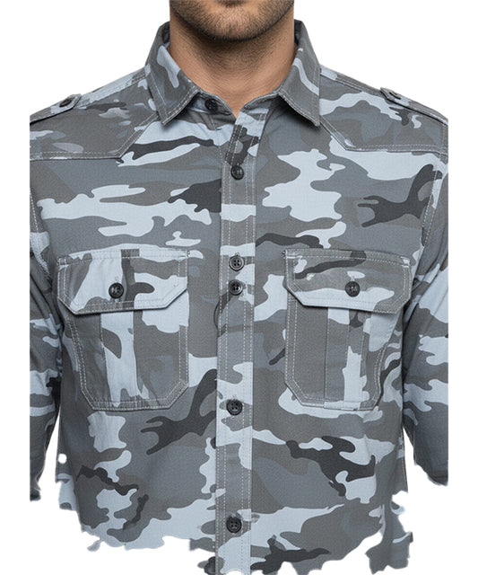 Men's Casual Comouflage Shirt - Army Grey SHC-1466