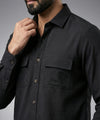 Men's Casual Shirt - Texture Black Shc-1970 Strech Fabric(ORG)