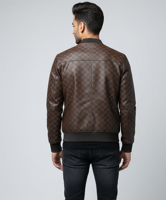 Men's Faux Leather Jacket Jk-0442 Coffee
