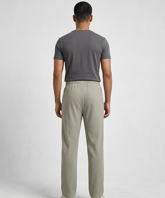 Waffle Knit Elastic Waist Trousers - Green Lwr-0694