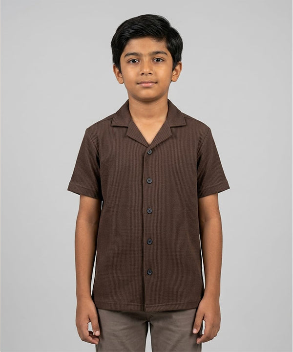 HR clothing Kids Half Sleeves Shirt - Coffee-Brown BSH-0116