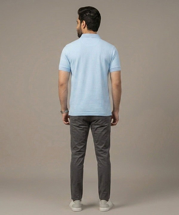 Premium Ribbed Collar Polo T-Shirt Sky TSH-7162