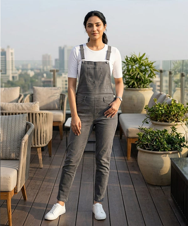 HR Clothing Women's Denim Rompers – Grey - DG-0009