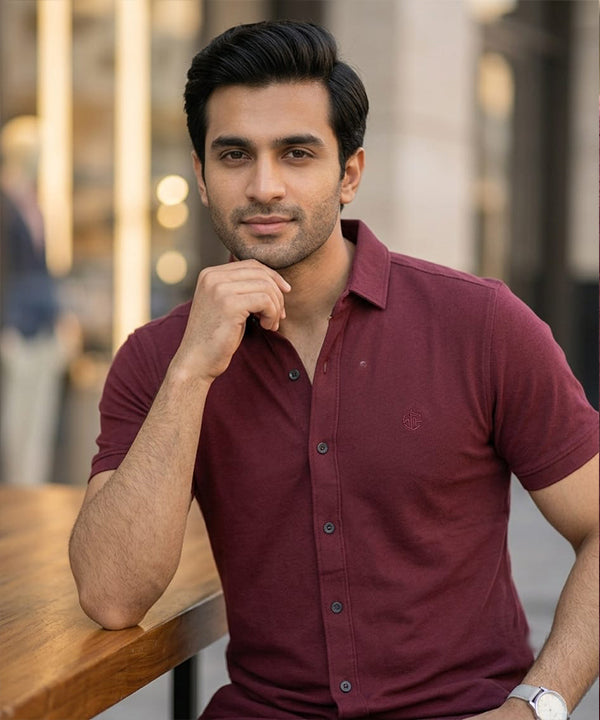 Men's Maroon Casual Half Sleeve Shirt – SHC-2070
