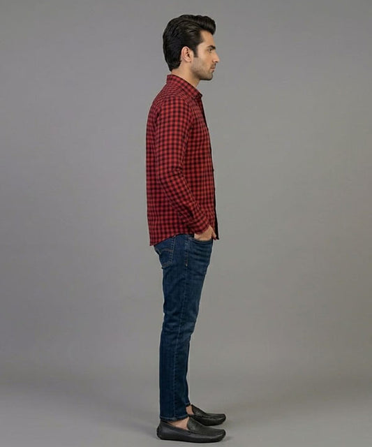 Men's Casual Shirt - Shc-1579 Red Chk A