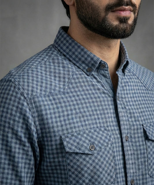 Men's Casual Shirt - Shc-1579 Blue Chk