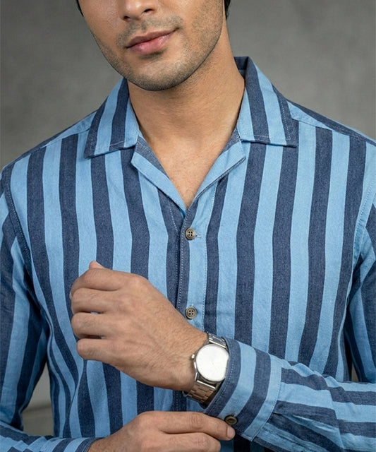 Men's Casual Shirt - Shc-0717 Blue Stripe