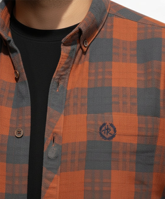 Men's Casual Shirt - Shc-1189 G-Rust Chk