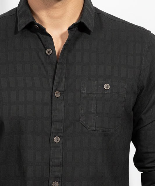 Men's Casual Shirt - Shc-1724 Texture Black