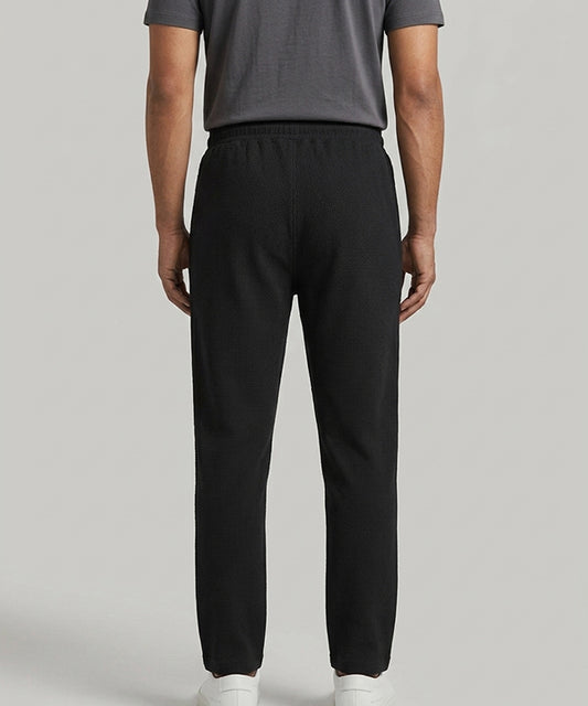 Waffle Knit Elastic Waist Trousers - Black Lwr-0694