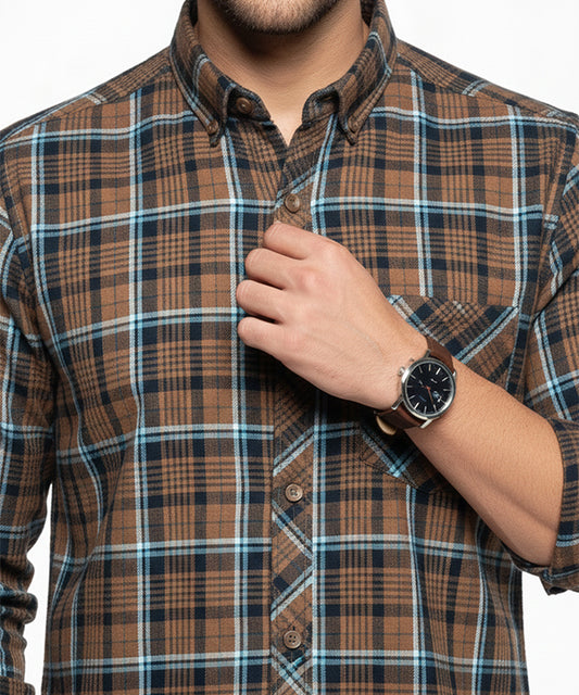 Men's Casual Shirt - Shc-1192 Brown Chk