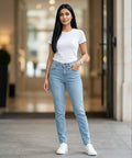 HR Clothing Women's Slim Fit Denim Jeans-LJP-0086–L-Blue