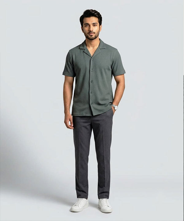 Men's Thermal Half sleves Shirt -D-Green Shc-3086