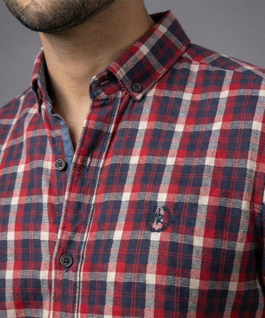 Men's Casual Shirt - Shc-1701 Red Chk