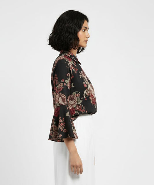 Women's Top Black Floral