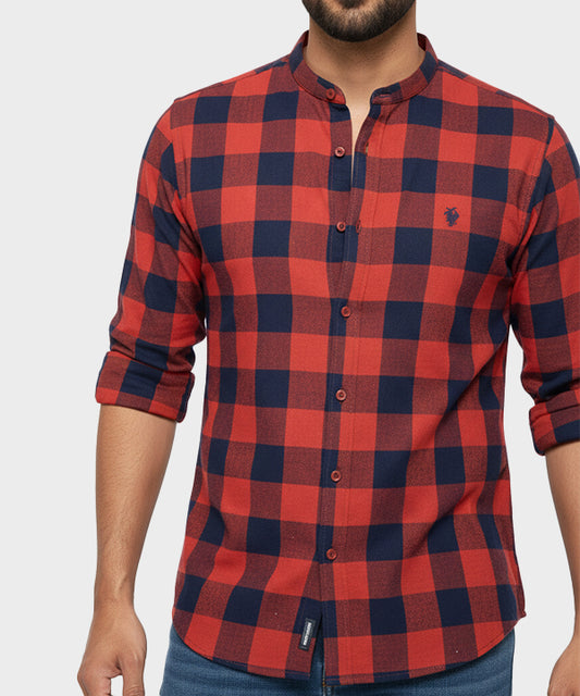 Men's Casual Shirt - Shc-1458 N-Red Chk