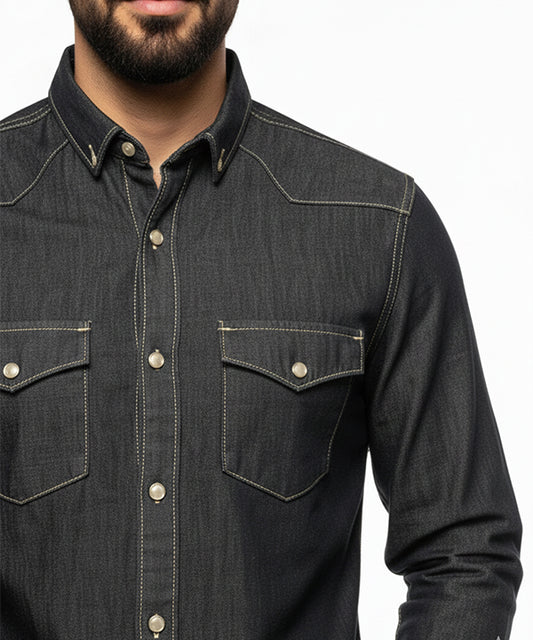 Men's Casual Shirt - Shc-1454 M-Black