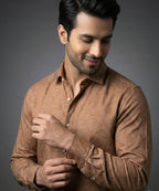 Men's Casual Shirt - Texture Brown Shc-1971 Strech Fabric (ORG)