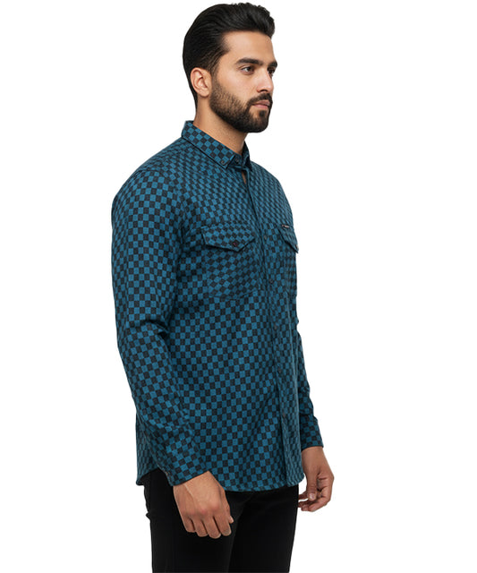 Men's Casual Printed Shirt - Shc-1544 Printed Blue