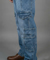 Men's Smart Baggy Denim - 10 pocket Blue Jp-2088