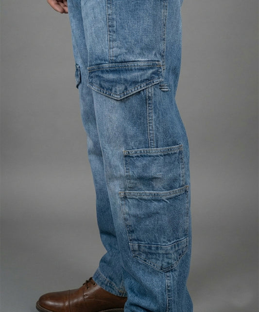 Men's Smart Baggy Denim - 10 pocket Blue Jp-2088