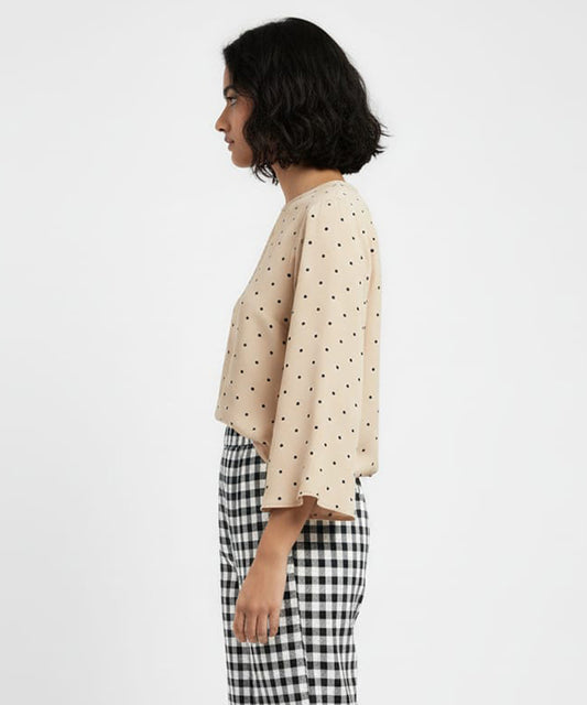 Women's Top Dotted Beige