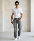 Men's Denim Smart Baggy Jeans - D-Grey - JP-2263