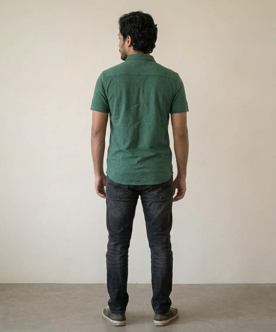 Men's Casual Green Half Sleeves Shirt Shc-2071