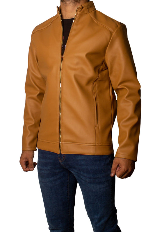 Men's Faux Leather Jacket Jk-0287 Brown