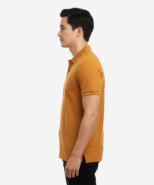 HR Clothing Men's T-Shirt Texture Collar Camel