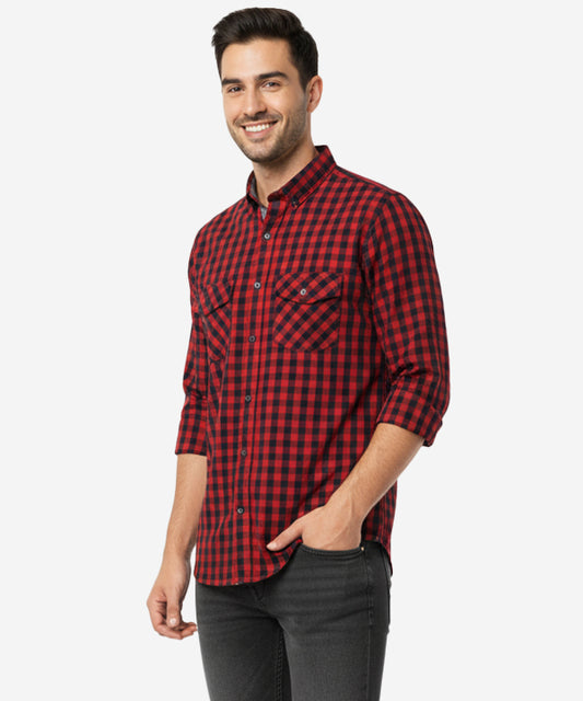 Men's Casual Shirt - Shc-1759 Red Chk A