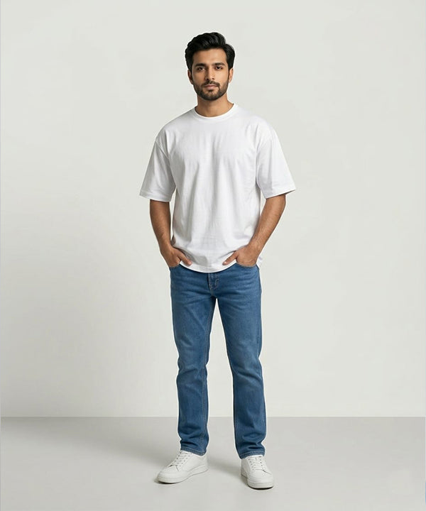 HR Clothing Men's White Drop Shoulder T-Shirt - TSH-7208
