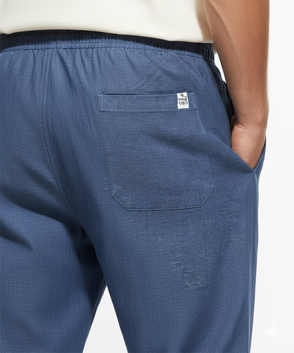 HR Clothing Men's Linen Trousers - Navy LWR-0537