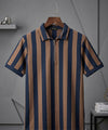 MEN'S T-SHIRT COLLAR NAVY STRIPE TSH-7160