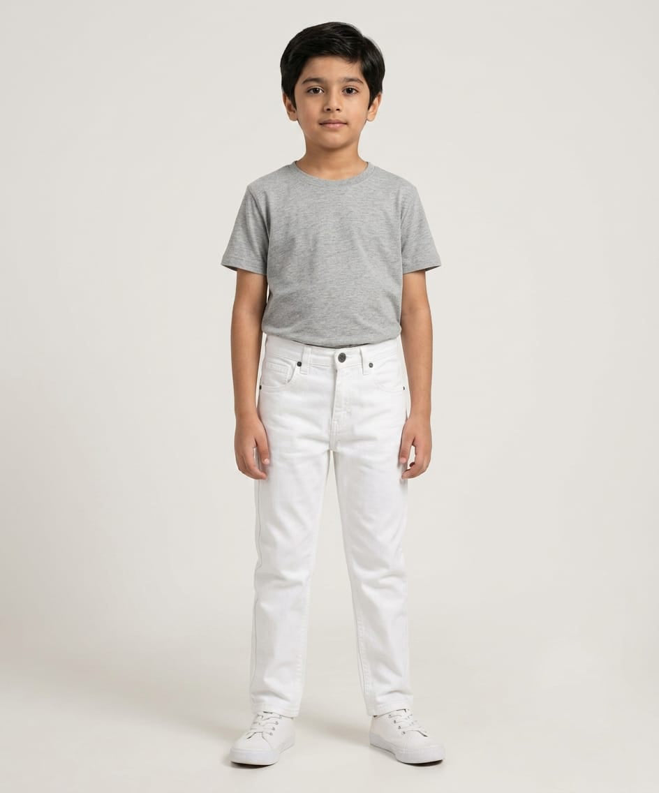 Boys Smart Baggy - White - Jeans - BJP-0317