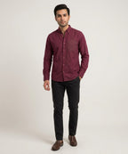 Men's Casual Shirt - Texture-Maroon Shc-1603 (ORG H)