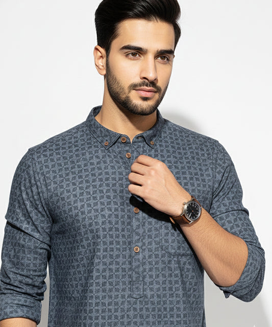 Men's Casual Shirt - Shc-1382 Texture Navy