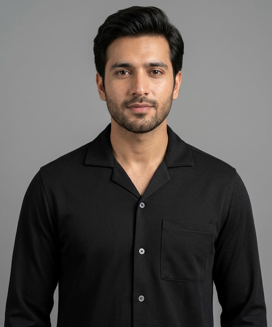 Men's Inter Lock Shirt Full-Sleeves - Black Shc-3089 (ORG-H)