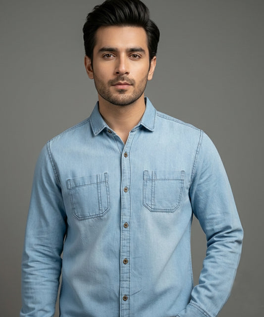 Men's Casual Shirt - Shc-1455 L-Blue