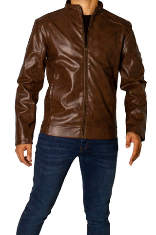 Men's Faux Leather Jacket Jk-0287 D.Brown