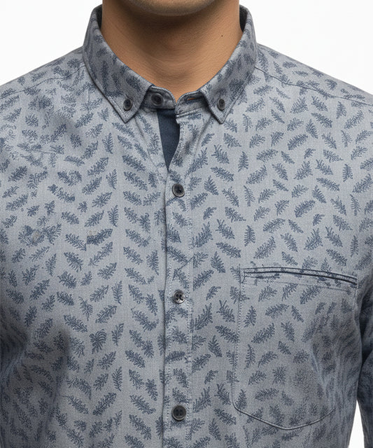 Men's Casual Shirt - Shc-1044 Silver/B Floral