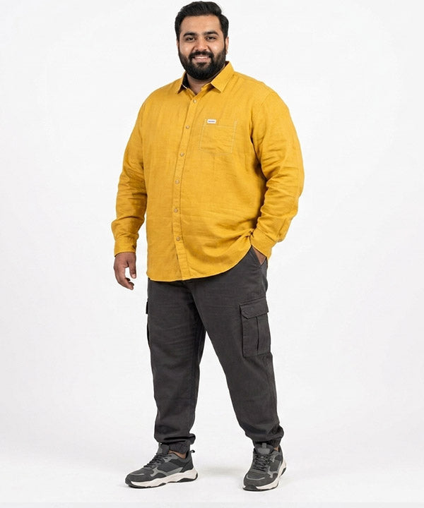 Men's Over Size Casual Shirt - Yellow Shc-1682 ORG