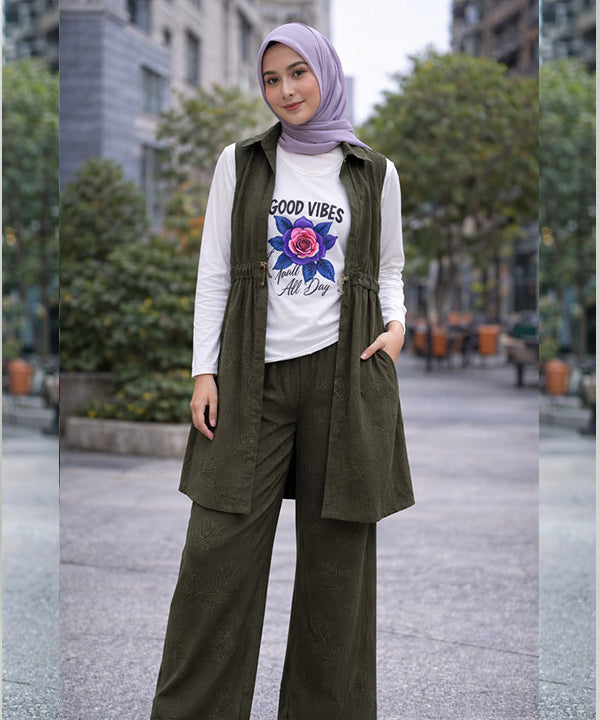 Women's Western Casual 3-Piece Set Green ZNM 026