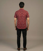 Men's Casual Printed Maroon Half Sleves Shc-1778