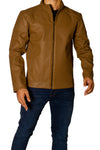 Men's Faux Leather Jacket Jk-0288 Texture Brown
