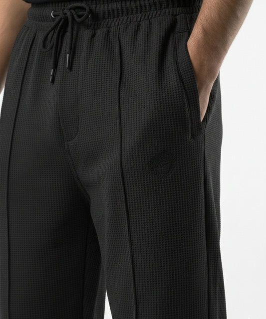 Men's Baggy Waffle French Trousers - Black Lwr-0592